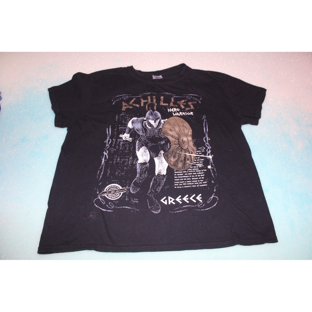 Keya Europe Achilles Hero Warrior Greece Graphic T-Shirt Black Large MC150
